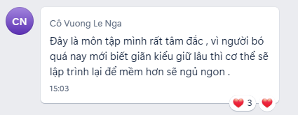 Học viên giãn cơ giữ lâu giúp cơ thể mềm hơn, ngủ ngon hơn