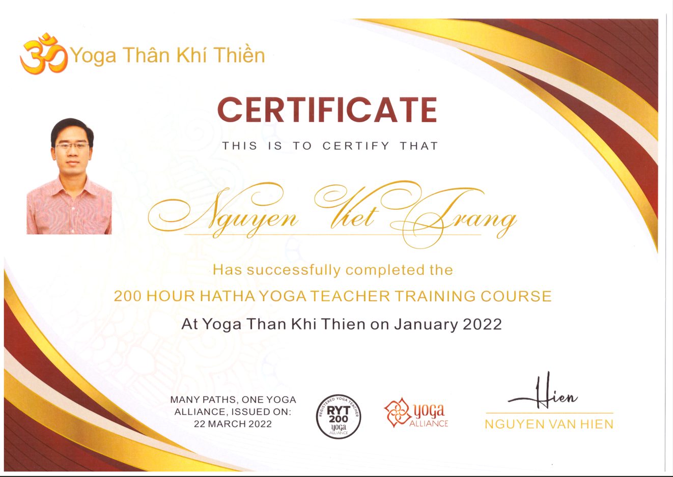 Chứng chỉ Yoga 200h