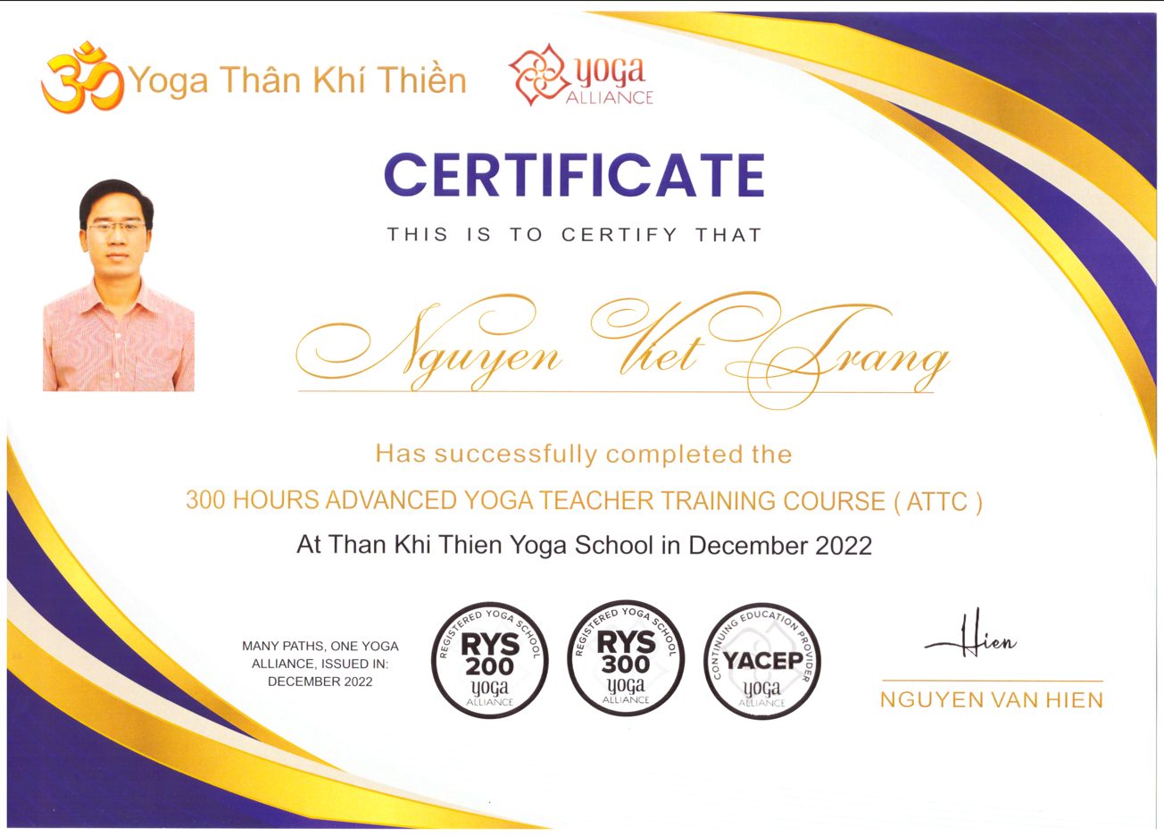Chứng chỉ Yoga 300h